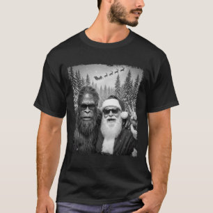 Funny Sasquatch Meme Cool Selfie With Santa Christ T-Shirt
