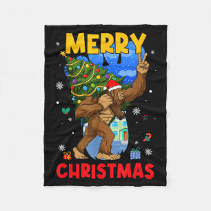 Funny Sasquatch Santa Bigfoot Christmas Tree Xmas Fleece Blanket
