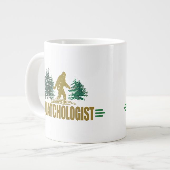 Funny Sasquatch, Squatchin, Squatching, Believer Large Coffee Mug (Front Left)
