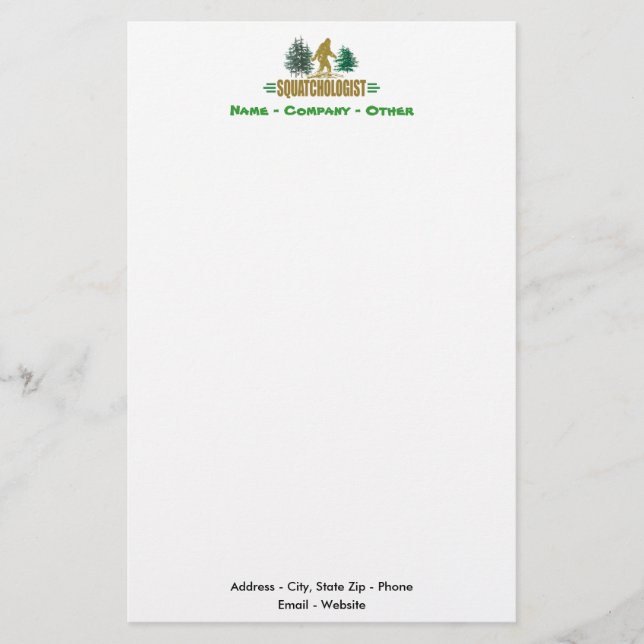 Funny Sasquatch, Squatchin, Squatching, Believer Stationery (Front)