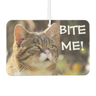 Funny Sassy Cat with Attitude Bite Me Car Air Freshener