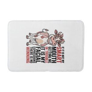 Funny Sassy Cow Smart Mouth Vintage Graphic_1 Bath Mat