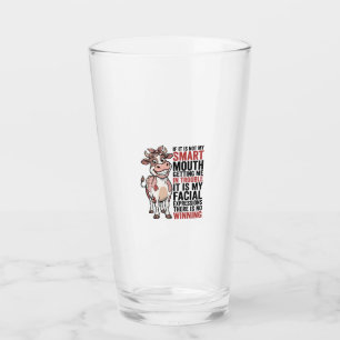 Funny Sassy Cow Smart Mouth Vintage Graphic_1 Glass