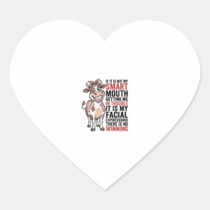 Funny Sassy Cow Smart Mouth Vintage Graphic_1 Heart Sticker