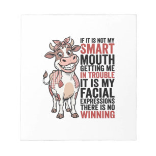 Funny Sassy Cow Smart Mouth Vintage Graphic_1 Notepad