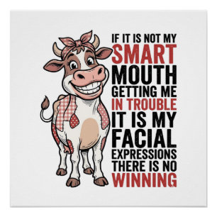 Funny Sassy Cow Smart Mouth Vintage Graphic_1 Poster