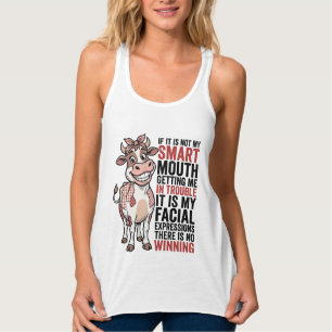 Funny Sassy Cow Smart Mouth Vintage Graphic_1 Singlet