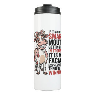 Funny Sassy Cow Smart Mouth Vintage Graphic_1 Thermal Tumbler