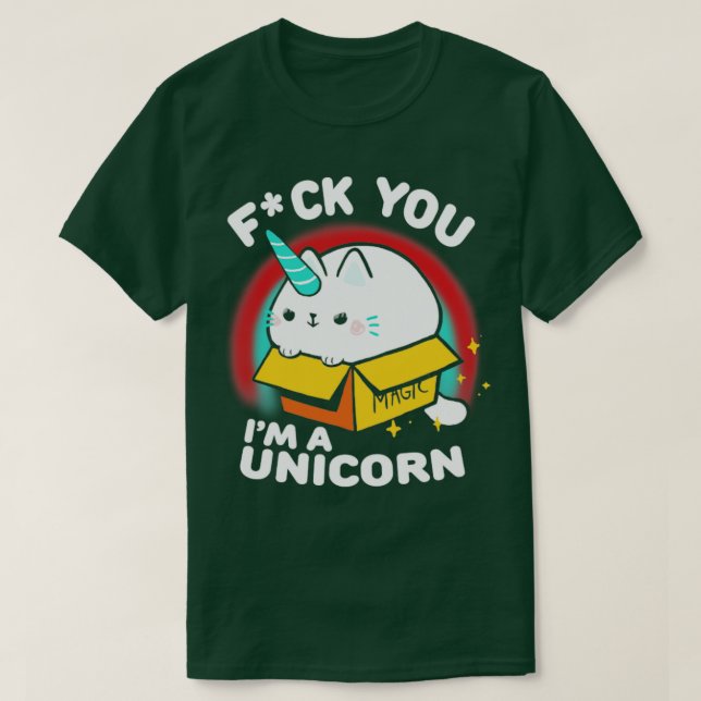 Funny Sassy Kitty Unicorn Animal in a box T-Shirt (Design Front)