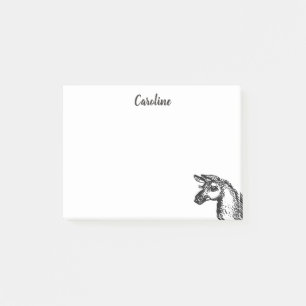Funny Sassy No Drama Llama Drawing Black and White Post-it Notes
