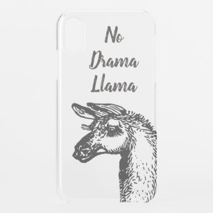 Funny Sassy No Drama Llama Drawing Black and White iPhone XR Case