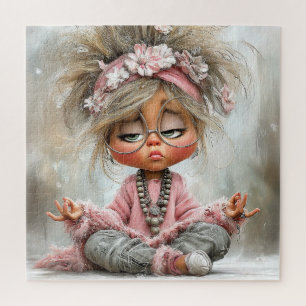 Funny Sassy Yoga Art Jigsaw Puzzle