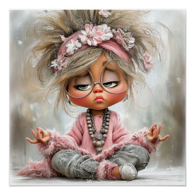 Funny Sassy Yoga Art Poster (Front)