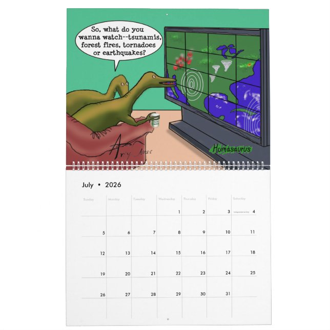 Funny Satire Dinosaur Cartoons Parody Humans Calendar (Jul 2026)
