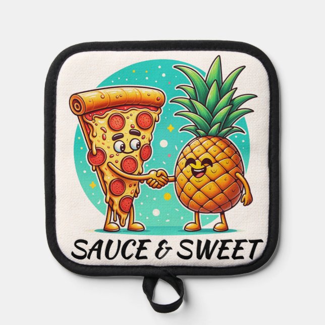 Funny Sauce and sweet Oven Mitt and Pot Holders (Front)