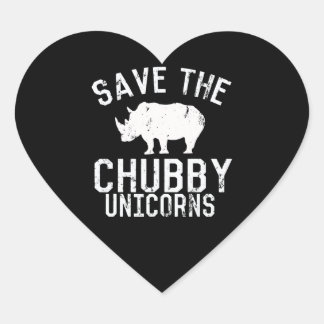 Funny Save  Chubby Unicorns Fat Rhino Heart Sticker