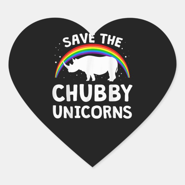 Funny Save Chubby Unicorns Rhino Lover Gift Heart Sticker (Front)