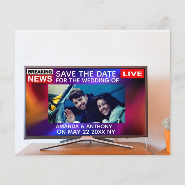 funny save the date news photo flyer (Front)