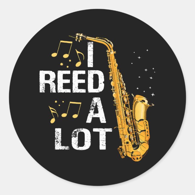 Funny Saxophone Classic Round Sticker (Front)