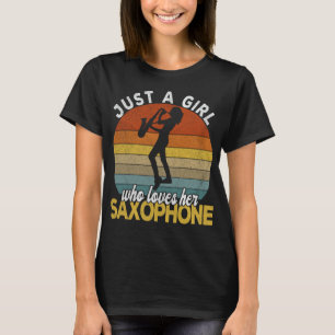 Funny Saxophone Girl Musician Jazz Music Lover Ret T-Shirt