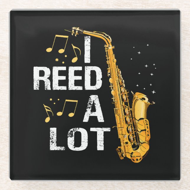 Funny Saxophone Glass Coaster (Front)