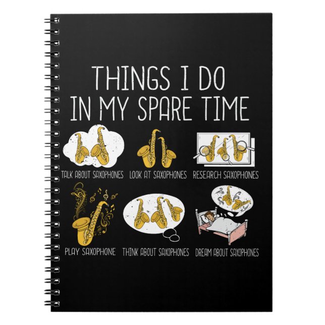 Funny Saxophone Player Gift Men Jazz Music Notebook (Front)