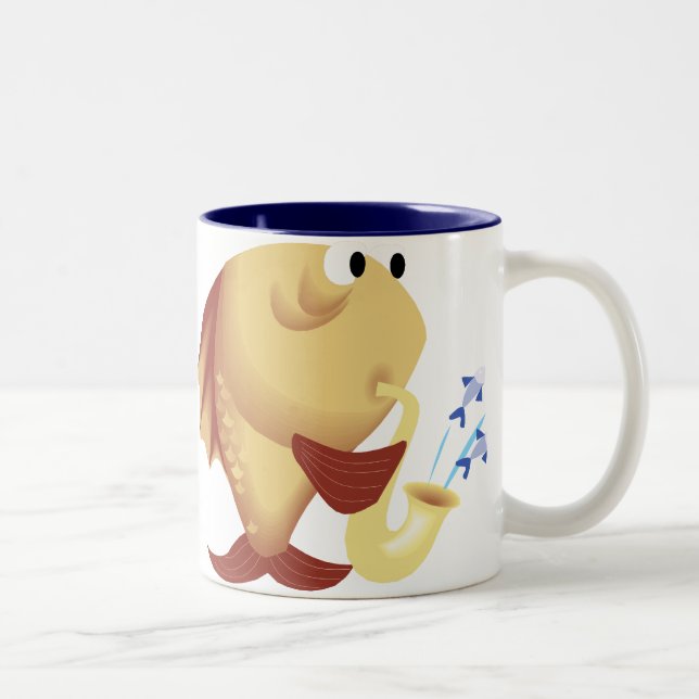 Funny Saxophone Playing Fish Mug (Right)