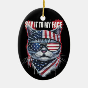 Funny Say It To My Face Funny Cat Ceramic Tree Decoration