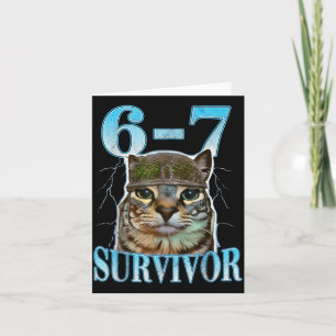 Funny Saying 67 Cats Tummy Ache Survivor Cat Meme  Card