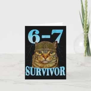 Funny Saying 67 Cats Tummy Ache Survivor Cat Meme  Card