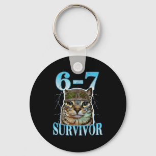 Funny Saying 67 Cats Tummy Ache Survivor Cat Meme  Key Ring