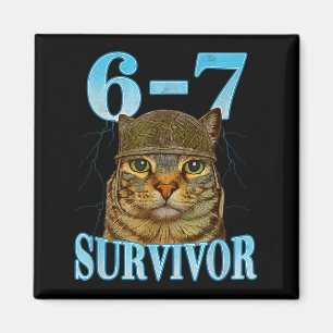Funny Saying 67 Cats Tummy Ache Survivor Cat Meme Magnet