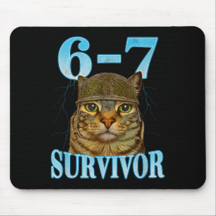 Funny Saying 67 Cats Tummy Ache Survivor Cat Meme  Mouse Pad