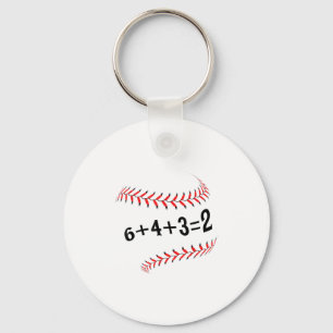 Funny Saying Baseball 6+4+3=2 Double Play Softball Key Ring