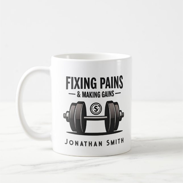 Funny Saying Black and White Physical Therapy Coffee Mug (Left)