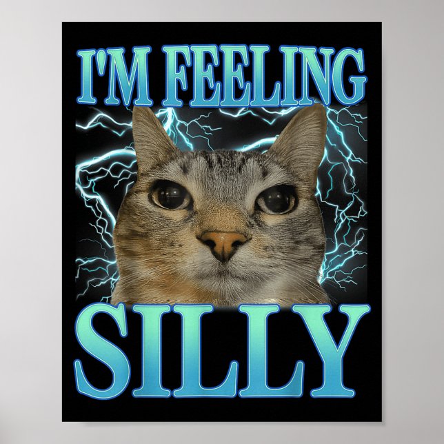 Funny Saying Cat Lover I'm Feeling Silly Cat Meme  Poster (Front)