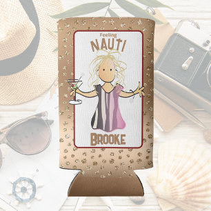  Funny Saying Female Cartoon Cruise Vacation  Seltzer Can Cooler