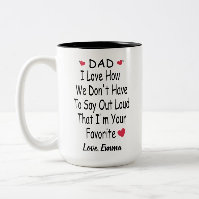 Funny Saying Gift For Dad  With Custom Name Two-Tone Coffee Mug (Left)