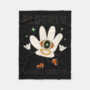 Funny Saying Groovy Elderly White Hipe Fleece Blanket