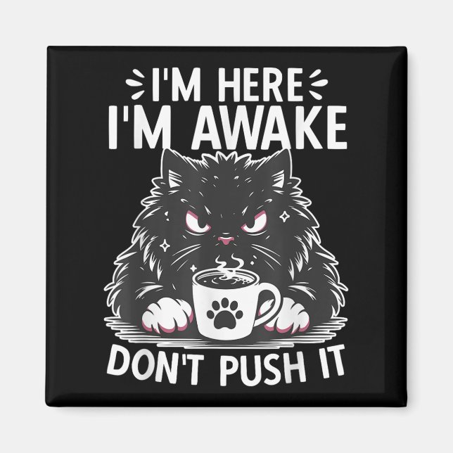 Funny Saying I'm Here I'm Awake Don't Push It Sarc Magnet (Front)