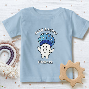 Funny Saying Kawaii Mushroom Cartoon Fungi Blue  Baby T-Shirt