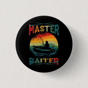 Funny Saying Master Baiter VIntage Sunset Fishing  3 Cm Round Badge