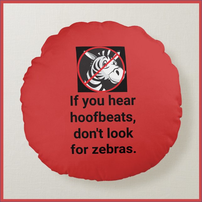 Funny Saying Red and Black Zebra Round Cushion (Creator Uploaded)