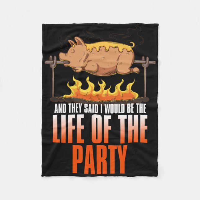 Funny Saying Roasted Pig Rotisserie Pork Lover Foo Fleece Blanket (Front)