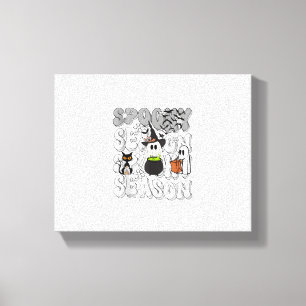 Funny Saying Spooky Season Halloween Cat Ghost Wom Canvas Print