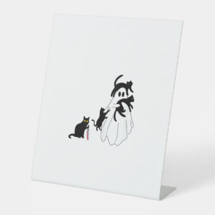 Funny Saying Spooky Season Halloween Cat Ghost Wom Pedestal Sign