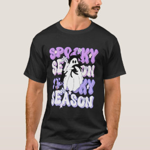Funny Saying Spooky Season Halloween Cat Ghost Wom T-Shirt