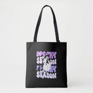 Funny Saying Spooky Season Halloween Cat Ghost Wom Tote Bag