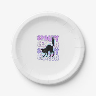 Funny Saying Spooky Season Halloween Cat Lover Wom Paper Plate