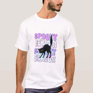 Funny Saying Spooky Season Halloween Cat Lover Wom T-Shirt